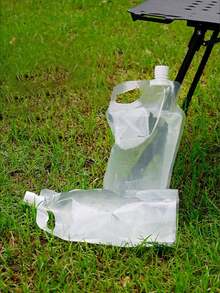 2pcs 2L Outdoor Camping Foldable Water Bags, Cycling Hiking Transparent Water Pouches, Collapsible Water Bottles - Multicolor - View 1