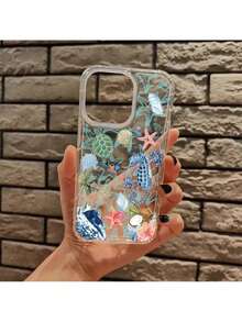 Regalos divertidos para el verano para hombres y mujeres: un estuche transparente para teléfono que incluye conchas de mar y estética del océano, compatible con modelos de for  12, 13, 14, 15, 16 y Pro Max. - Multicolor - Ver 1