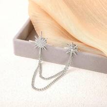 Silver Rhinestone Star Brooch For Women, Crystal Snowflake Brooch Lapel Pins Fashion Broach Pin Dress Suit Accessories With Tassel Chain Clothing Clip Broach For Women Men{Inchcolor_nameinch:InchSilverinch} - Silver - 查看 5