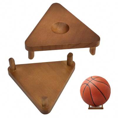2Pcs Wooden Ball Display Stand,Wall Mount Ball Holder Stand, Ball Display Storage Rack For Football Basketball Vo...