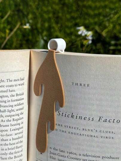 1pc Spilled Coffee Cup Bookmark - Pu Leather, Daily Office Use,School Supplies,Back To School