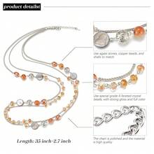 Noessla Layered Long Necklaces For Women Crystal Beaded Statement Necklace Sweater Silver Chain With Gifts Box Jewelry{Inchcolor_nameinch:InchOrangeinch} - 橘色 - 查看 8