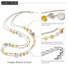 Noessla Layered Long Necklaces For Women Crystal Beaded Statement Necklace Sweater Silver Chain With Gifts Box Jewelry{Inchcolor_nameinch:InchYellowinch} - 黃色 - 查看 8