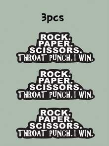 1/3pcs Fun Text Sticker - Rock Paper Scissors Throat Punch Decal, Tear-Resistant Paper, High-Quality Printing For Phone, Computer, Water Bottle - Humorous Gift For Family And Friends Stickers Scrapbook Supplies Funny Stickers Laptop Stickers Kindle Phone Stickers - Multicolor - View 12