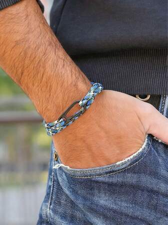 diffone Multilayer 4mm Paracord Rope Bracelet Black Lobster Clasp Bracelet For Men Armband Jewelry