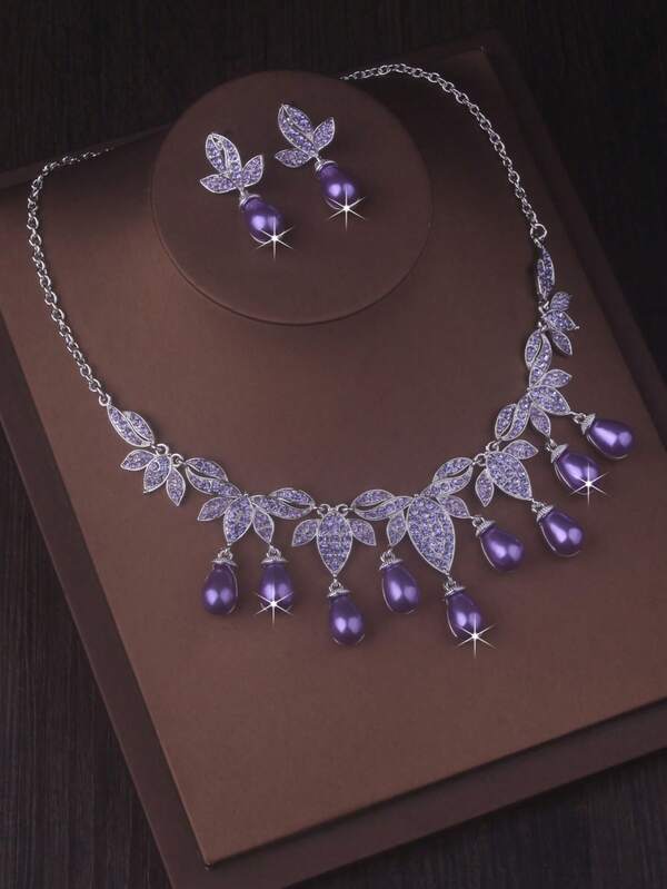 Luxury Bridal Jewelry Set, Includes Necklace, Earrings, Pendant, Suitable For Wedding, Stage Performance, Gala, Birthday