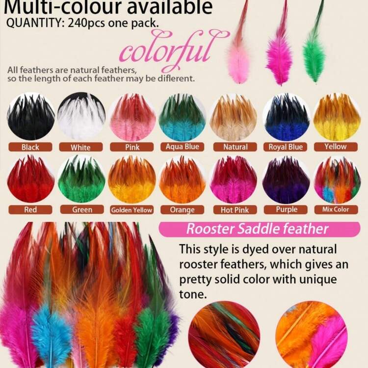 100根5-7英寸白色公鸡羽毛，手工制作，带鞍形夹，适用于婚礼、家庭聚会、捕梦网和DIY工艺品 - 白色 - 查看 6
