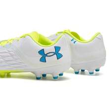 Under Armour 男女通用轻便舒适足球鞋 3027038-103 - 白色/黃色/藍色 - 查看 6