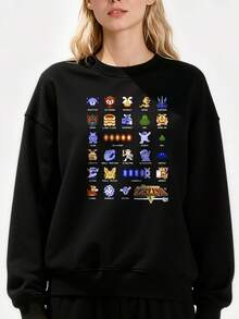 Of Zelda Character Pixel Art Portrait Grid T-Shirt - Black - View 3