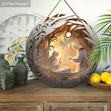 Đồ trang trí Giáng sinh bằng gỗ hình Chúa giáng sinh - Đồ trang trí treo ngày lễ cắt laser 3D, không cần nguồn điện, đồ trang trí Giáng sinh đa năng và ngày lễ, mặt dây chuyền bằng gỗ cho gia đình, sân vườn, đồ dùng tiệc tùng - 1 chiếc - Nhiều màu - Xem 5