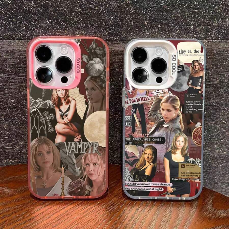Funda de teléfono Q-Buffys-the V-Vampire Slayer para 17 16 15 14 13 12 11 Pro Max Plus, color resistente a impactos, cubierta trasera plateada - z3 - Ver 1