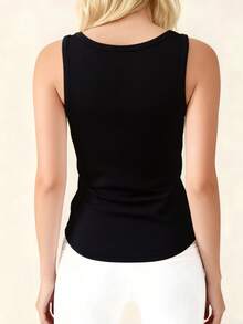 Versatile U-Neck Sexy Minimalist Camisole, Fitted, Breathable, Backless, Fashionable Pullover Camisole With Chest Pads, Casual Sportswear