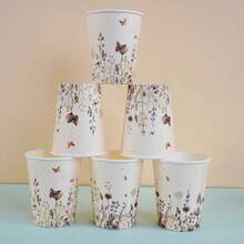10/50/100pcs Floral Patterned 9oz Paper Cups, Flower Theme Disposable Bathroom Cups, Rinse Cups, Paper Cups, Disposable Drinking Cups For Party, Home And Office Use, Gifts For Guests, Friends, Disposable Coffee Cups, Water Cups, Juice Cups, Candy Snack Cups, Bridal Shower Favors, Party Supplies, Suitable For Various Festivals And Parties, Party Decorations - Multicolor - View 12