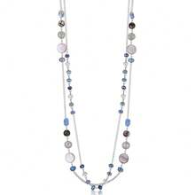 Noessla Layered Long Necklaces For Women Crystal Beaded Statement Necklace Sweater Silver Chain With Gifts Box Jewelry{Inchcolor_nameinch:InchBlueinch} - 藍色 - 查看 1