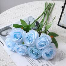 7 lebensechte künstliche Rosen mit grünen Blättern - realistische Hochzeits-/Valentinstags-/Jahrestags-/Erntedankdekoration - Tisch-Mittelstück für Innen/Außen, bogenförmig, wartungsfrei, stabiler und robuster Stiel - lose Kunstblumen für DIY Blumenarrangements (Behälter nicht enthalten) - elegante und realistische Präsentation - Verschiedenfarbig - Übersicht 8