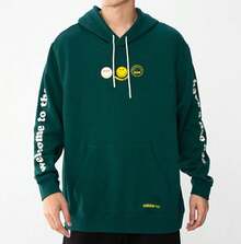 Adidas Felpa casual da uomo con cappuccio in maglia e stampa ampia