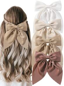 1/2/3/4/5/6个装大蝴蝶结发夹，柔软长尾蝴蝶结发卡，复古金属发夹丝绸发箍，优雅发饰，圣帕特里克节、情人节的绝佳礼物