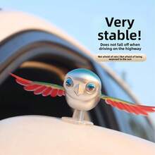 1件装潮流骑行伴侣鸟装饰品，扑扇翅膀的鸟形摆件，动物汽车装饰，不含电池或电子元件。骑行伴侣鸟，情感珍贵的动物装饰品 - 彩色 - 查看 4