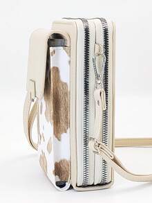 New Messenger Bag Multi-Function Large Capacity Double Layer Zipper Mobile Phone Wallet Fashion Simple And Delicate Graphic Design Casual Holiday And Dating For Women Money Wallet Mini Wallet Purse Wallet Small Wallet - Beige - View 4