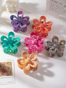 6 Stück Boho Farbverlauf Marmor Textur Schleife Frangipani Quadrat Blume Haarspange, Strand Accessoire, modisches Haaraccessoire, Blumen Haarklammer, lässige Haarspange, Herbst- und Winterurlaubs-Stil für Frauen. Modische Haarklammer