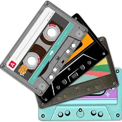 4PCS Audio Tape Credit Card Skin Stickers Set, Waterproof Debit Card Sticker 80s 90s Tape Recorder Themed Credit Card Bank Card Sticker Skins