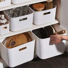 3/5/10pcs White Storage Boxes, Desktop Organizer Boxes, Household Cosmetic Storage Boxes, Bathroom Kitchen Dorm Sundries Snack Storage Boxes, Kitchen Fridge Food Storage Boxes, Classroom Pen Holder Boxes - White 1 - View 3