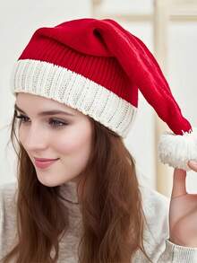 2pcs Christmas Santa Claus Costume Accessories Set (Santa Hat And Gloves), Cute Red Santa Hat With White Trim And Matching Gloves, For Women, Pop Culture Themed Party Prop, Christmas Hand Warmer - Multicolor - View 3