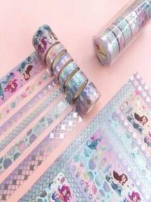 Cartoon High-Quality Notebook & Paper Stickers Tape, Fairy Tale Mermaid Creative DIY Decorative Notebook, Christmas Sticker Set - Multicolor - View 4