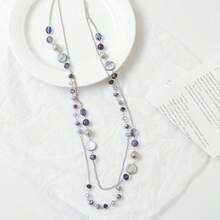 Noessla Layered Long Necklaces For Women Crystal Beaded Statement Necklace Sweater Silver Chain With Gifts Box Jewelry{Inchcolor_nameinch:InchPurpleinch} - 紫色 - 查看 7
