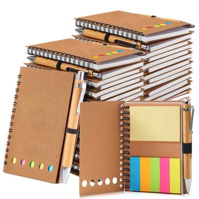 20 Piezas/10 Juegos de Paquetes de Regalo para Empleados - Incluyendo 10 Bolígrafos de Bambú y 10 Cuadernos Espirales, Cuadernos de Agradecimiento para Empleados, Mini Cuadernos Espirales, Regalos de Inspiración Navideña al por Mayor, Voluntarios, Maestros, Enfermeras, Trabajo en Equipo, Cumpleaños, Jubilación, Regalos de Agradecimiento de Oficina para Fiestas