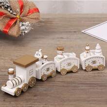 1件圣诞火车装饰品，木制圣诞家居装饰礼品，DIY圣诞火车摆件（随机小熊图案，尺寸较小）