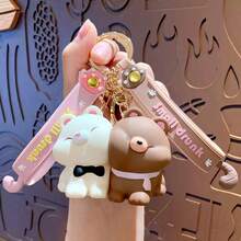 2pcs Cute Dog Plush Keychain, Couple Shiba Inu Doll Backpack Pendant, Car Key Chain, Small Gift Bag Charms Car Teacher Friend Sister Gift Ideas - Multicolor - View 9