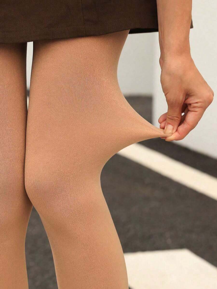 1pc Women's 600D Tights, Fashionable Minimalist Pantyhose Thick Tights, Cozy - 杏色 - 查看 1