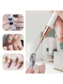 5pcs French Manicure Stripe Nail Art Painting Brush Set, UV Gel Nail Liner Brushes Kit - trắng - Xem 3