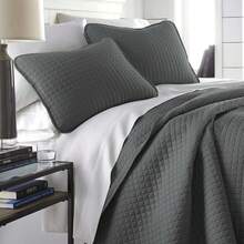 Full/Queen Quilt Bedding Set, Microfiber Quilts Queen Size, Coverlet, Stain & Pet Hair Resistant Bedding, Full Size Bedspread With 2 Pillow Shams, Bone, 2025 - 21 - Slate Grey - 查看 1