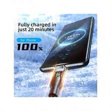 180W Ultra Fast Charging USB A To Type-C Cable With LED Digital Display, Matte Surface, Data Synchronization, USB Power Transfer, 6A High Current, Compatible With IPhone 15/16, , POCO, - 黑色 - 查看 11