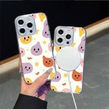 CLEAR  CASE Cute Blob Characters With Happy Faces On White BackgroundCompatible With  11 To  17 Models The Cases Lens Protection Function Ensures The Camera Remains Undamaged During Shooting  Guaranteeing Image Quality - Clear - View 2
