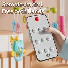 360°旋转可爱动物婴儿床铃，遥控操作，寓教于乐，播放舒缓摇篮曲，是新生儿的完美玩具礼物 - 彩色 - 查看 7