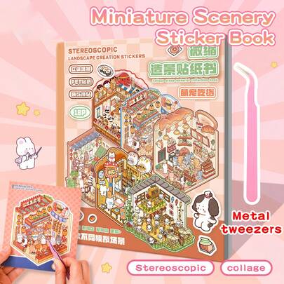 6 Simulation Scenes + 12 Sticker Sheets, DIY House Stickers, 3D Miniature Dollhouse Micro Landscape DIY Scrapbooking Wall Art, Landscape And Handmade Labels, Reusable Tiny House Scene Series In Multiple Sizes, Creative Game, Landscape Design, Dollhouse Decor, Reusable Stickers, Durable Decals, Craft Supplies, Decorative Labels