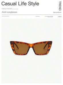 1 Piece Women's Acrylic Casual Retro Cat Eye Color-Block Fashion Glasses, Suitable For Holiday Outings, Fashion Matching, Summer Beach Vacations, Outdoor Activities, And Travel Gifts - 黑色 - 查看 5