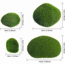 2pcs/4pcs/5pcs Artificial Moss Decor Set – Realistic Green Moss Covered Rocks/Balls/Stones With Colorful Fake Flower Accents | Multi-Use Reusable Decor For Fairy Gardens, Flower Arrangements, DIY Crafts, Aquarium, Home/Hotel/Restaurant Floral Decor, Holiday Party Table Centerpieces & Wedding/Event Decor - Green - View 14