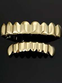 غطاء أسنان كلاسيكي بنمط بانك لامع من RACHELZ، مجموعة كاملة من 8/8 أسنان ذات سطح ناعم، مجوهرات للأزواج هدية حفلة، شبكة أسنان