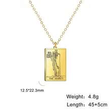 TEAMER Stainless Steel Tarot Cards Necklace Vintage Tarot Jewelry Good Luck Amulet Pendants For Women{Inchcolor_nameinch:InchGold-THEHERMITinch} - 黃金-THEHERMIT - 查看 8