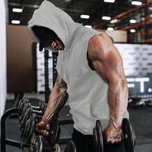 Sudadera con Capucha de Manga Corta para Hombre, Sudadera Deportiva con Bolsillo sin Mangas, cómoda y Transpirable