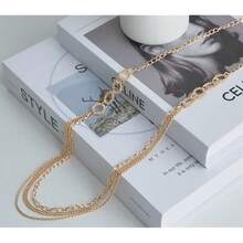 Noessla Layered Long Necklaces For Women Crystal Beaded Statement Necklace Sweater Silver Chain With Gifts Box Jewelry{Inchcolor_nameinch:Inch34-Goldinch} - 34-金 - 查看 9
