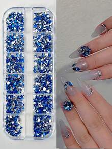 1 Box Of 1500pcs Mixed Nail Art Decorations, Popular Resin Flat Bottom Irregular Rhinestones, Mini Acrylic Nail Diamonds, Accessories, Glitter Nails, Nail Art Parts, Ribbon Nail Supplies Nail Gems - Multicolor - View 6