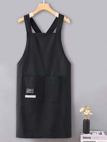 1pc Letter Graphic Kitchen Apron, Waterproof Anti-Splash Pocket Design, Portable For Picnic And Camping, Crossback Side Tie Sleeveless Apron - Multicolor - View 6