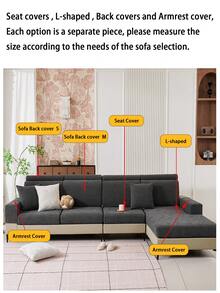 1pc Plush Jacquard Anti-Slip Sofa Seat Cushion Cover, Soft & Skin-Friendly, Pet-Proof, Elastic Sofa Slipcover, Suitable For L-Shaped Combination Sofa And 1/2/3/4 Seater Sofa, Spring/Autumn (Sold Individually)