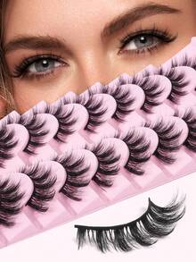 MAGEFY Zestaw 10 par puszystych sztucznych rzęs 3D – kocie oko i naturalny wygląd, bardzo grube 0,07 mm, skręt C i D, długość 13-15 mm, przyjazne dla początkujących, wielokrotnego użytku sztuczne rzęsy, zestaw naturalnych sztucznych rzęs, wakacje na plaży, wyjazd kempingowy, wesele i codzienne spotkanie w klubie
