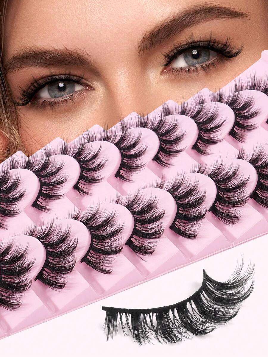 MAGEFY Zestaw 10 par puszystych sztucznych rzęs 3D – kocie oko i naturalny wygląd, bardzo grube 0,07 mm, skręt C i D, długość 13-15 mm, przyjazne dla początkujących, wielokrotnego użytku sztuczne rzęsy, zestaw naturalnych sztucznych rzęs, wakacje na plaży, wyjazd kempingowy, wesele i codzienne spotkanie w klubie